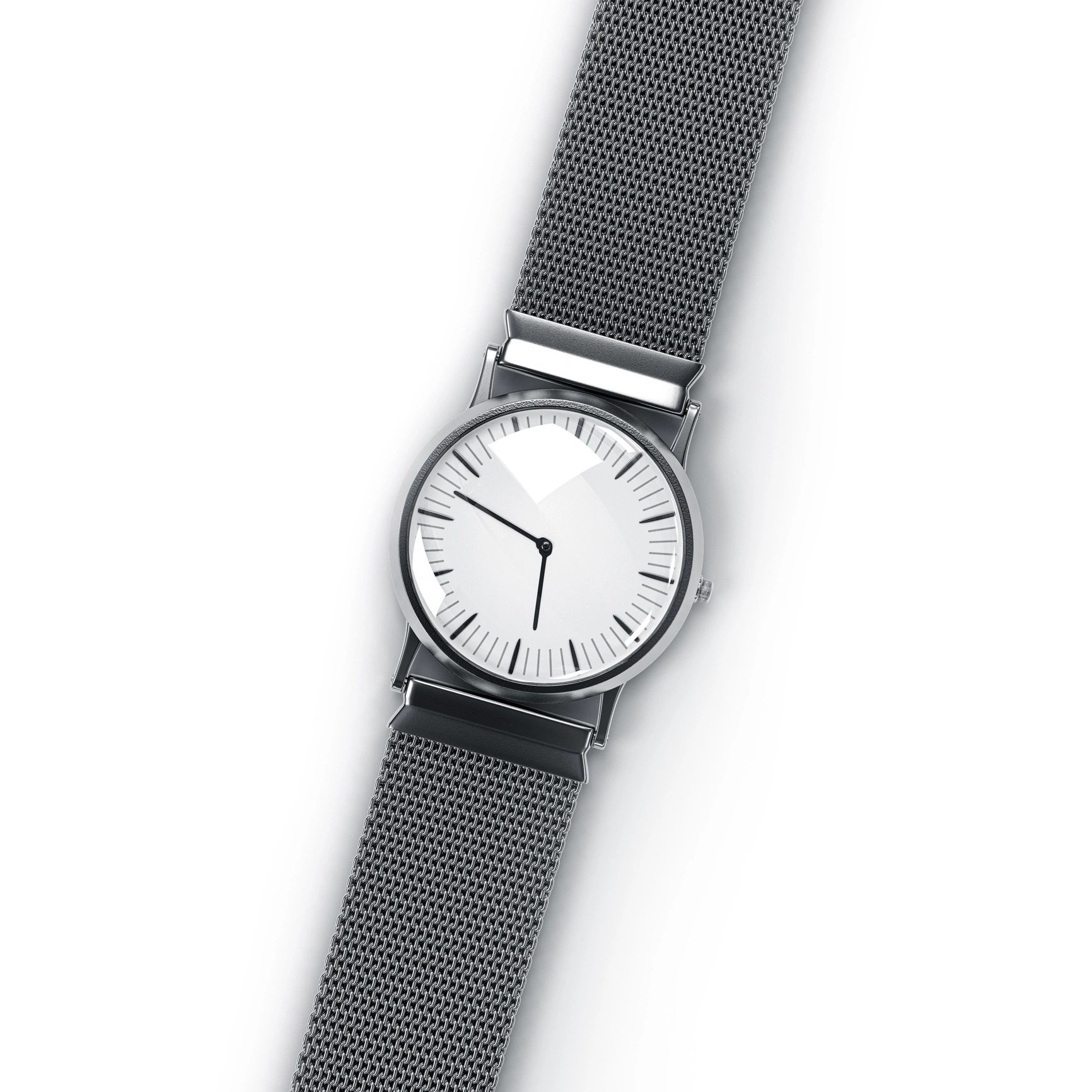 Classic stainless steel watch isolated on white background