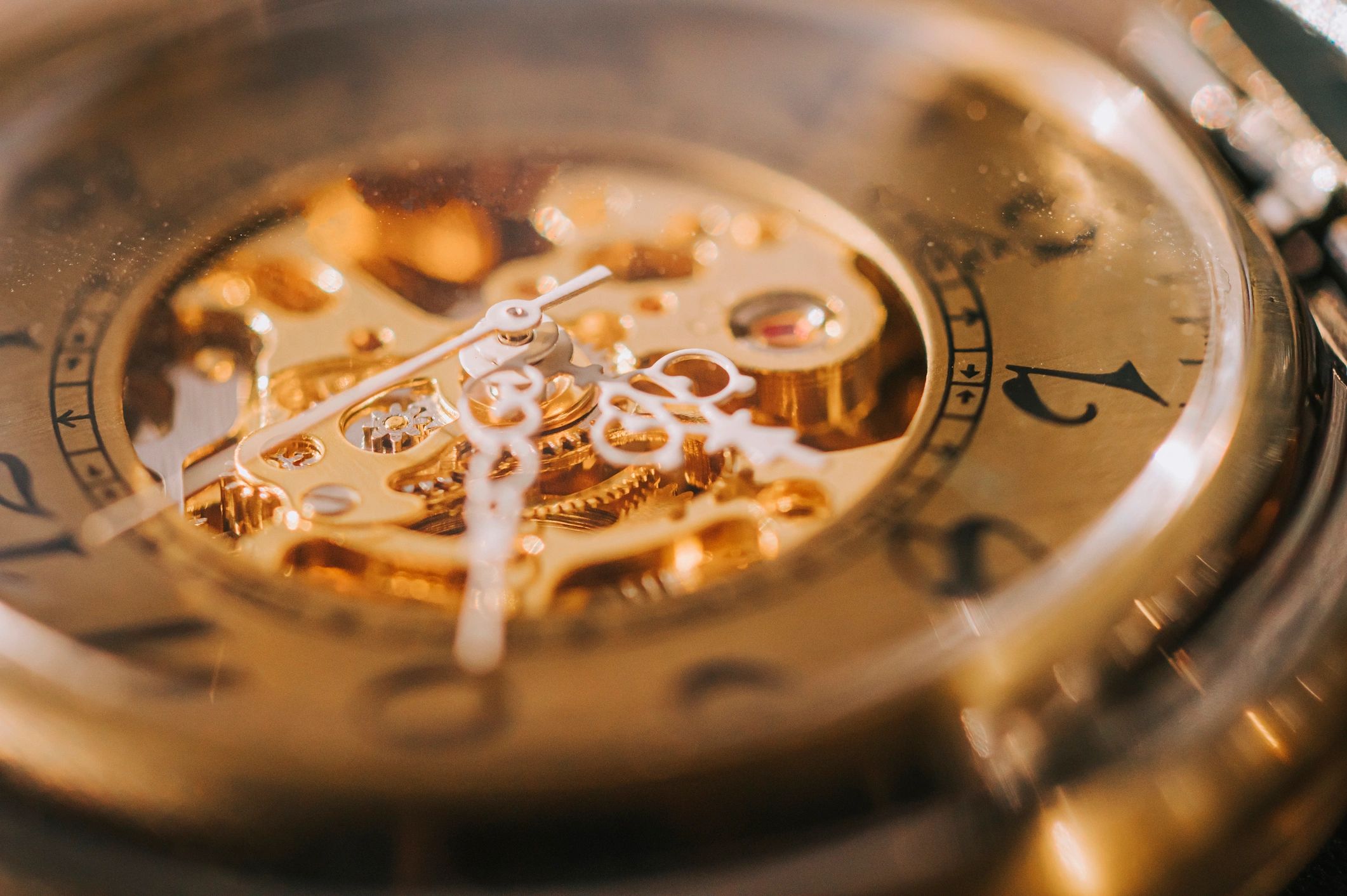 Detailed gold watch mechanism