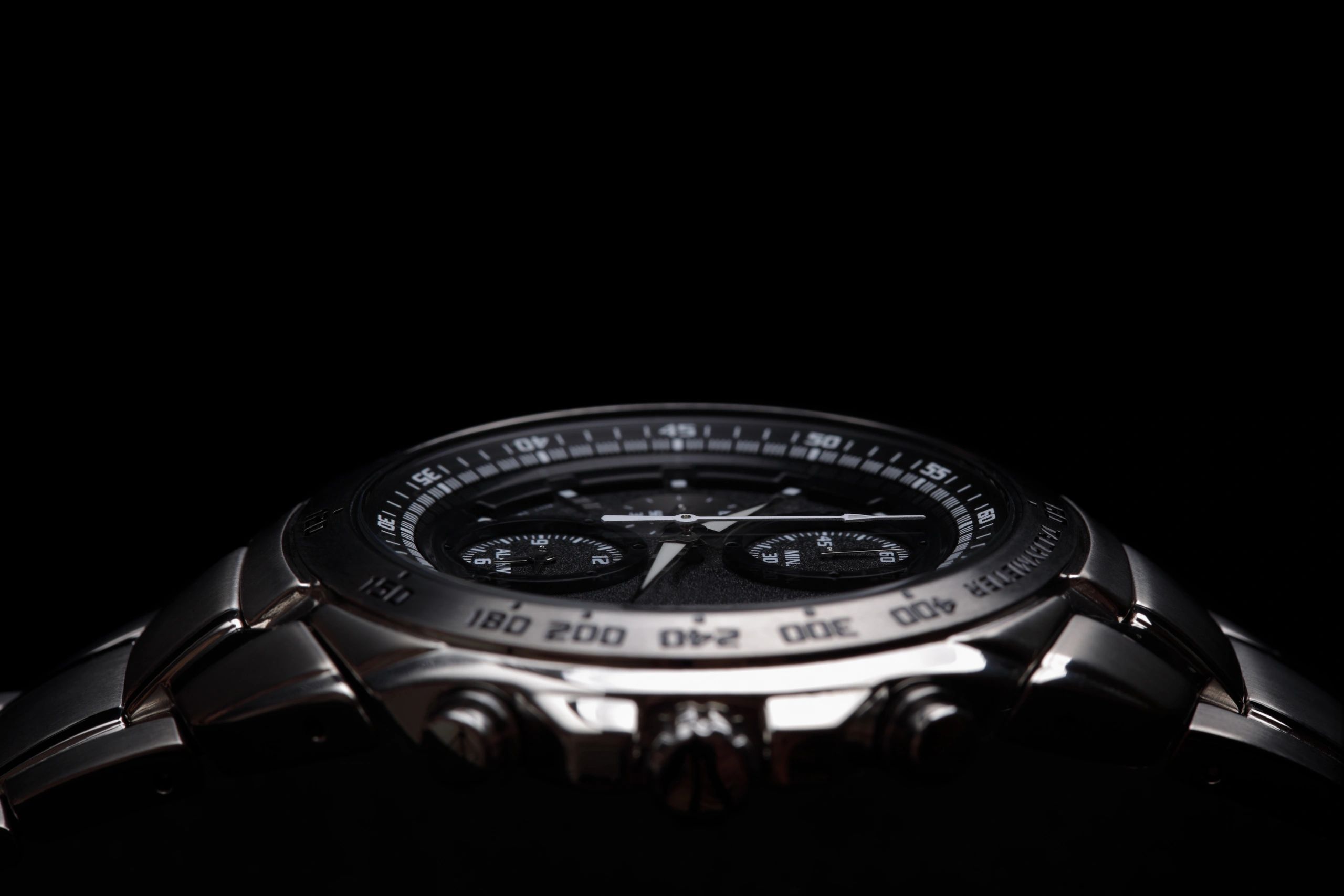 Luxury wrist watch on a black background